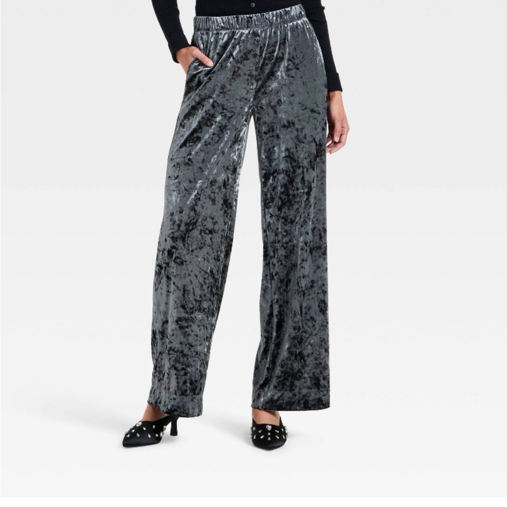 a new day Gray Velvet Wide Leg Pants